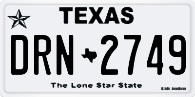 TX license plate DRN2749