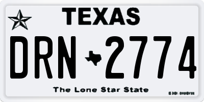 TX license plate DRN2774