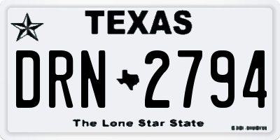 TX license plate DRN2794