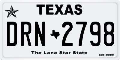 TX license plate DRN2798