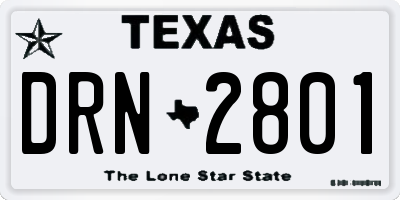 TX license plate DRN2801