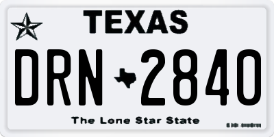 TX license plate DRN2840