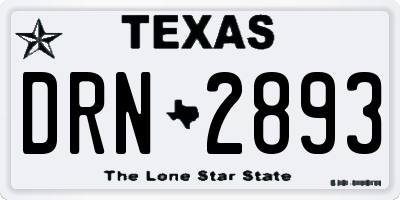 TX license plate DRN2893