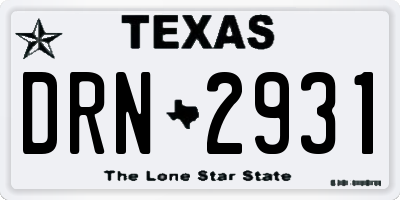 TX license plate DRN2931
