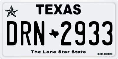 TX license plate DRN2933