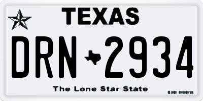 TX license plate DRN2934