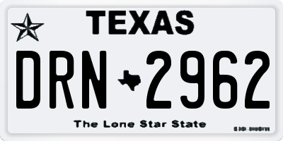 TX license plate DRN2962