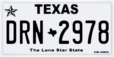 TX license plate DRN2978