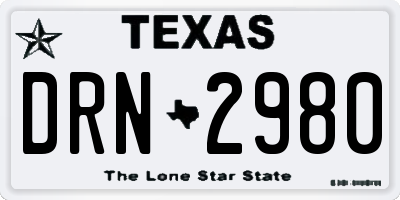 TX license plate DRN2980