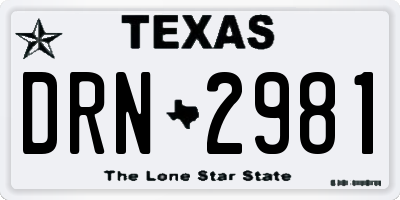 TX license plate DRN2981