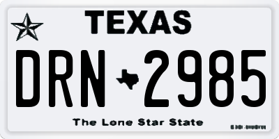 TX license plate DRN2985