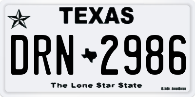 TX license plate DRN2986