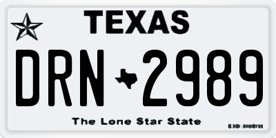 TX license plate DRN2989