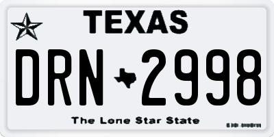 TX license plate DRN2998