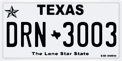 TX license plate DRN3003