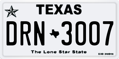 TX license plate DRN3007