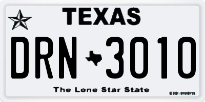 TX license plate DRN3010
