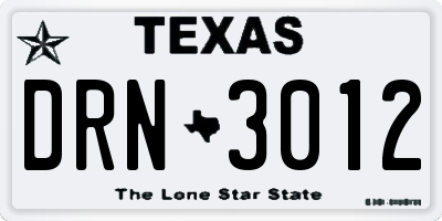 TX license plate DRN3012