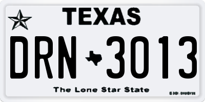 TX license plate DRN3013