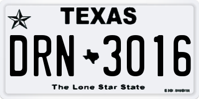 TX license plate DRN3016