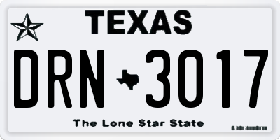 TX license plate DRN3017