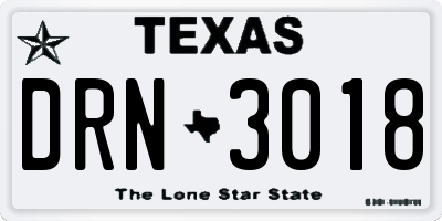 TX license plate DRN3018