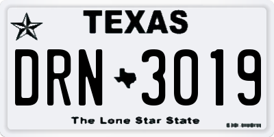 TX license plate DRN3019