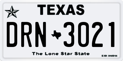TX license plate DRN3021