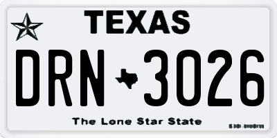 TX license plate DRN3026