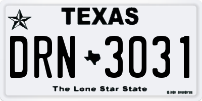 TX license plate DRN3031