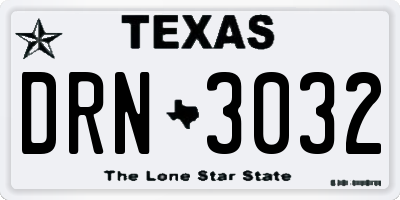 TX license plate DRN3032