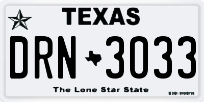 TX license plate DRN3033