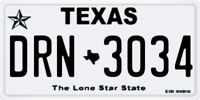 TX license plate DRN3034