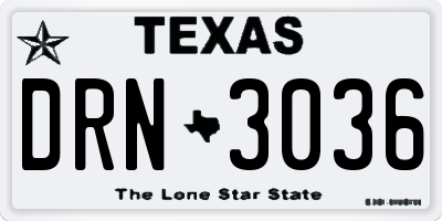 TX license plate DRN3036