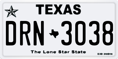 TX license plate DRN3038