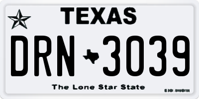 TX license plate DRN3039