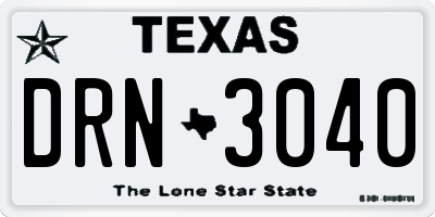 TX license plate DRN3040