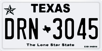 TX license plate DRN3045