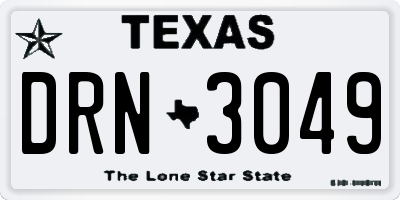 TX license plate DRN3049