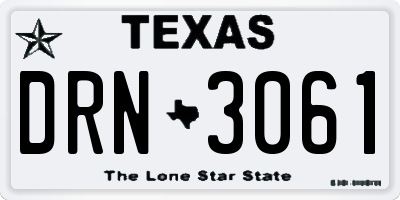 TX license plate DRN3061