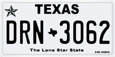 TX license plate DRN3062