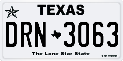 TX license plate DRN3063