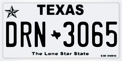 TX license plate DRN3065