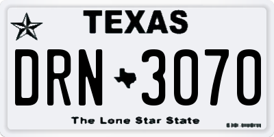 TX license plate DRN3070