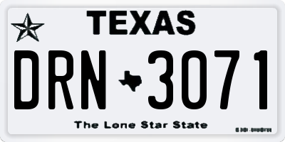 TX license plate DRN3071