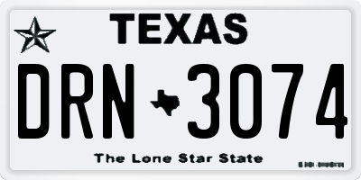 TX license plate DRN3074