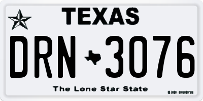 TX license plate DRN3076