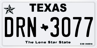 TX license plate DRN3077