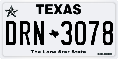 TX license plate DRN3078