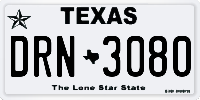 TX license plate DRN3080